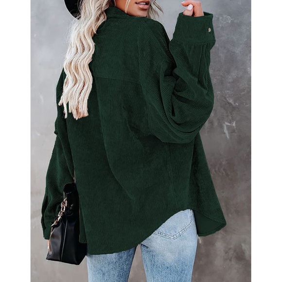 Womens Long Sleeve Oversized Button Down Corduroy Textured Shacket - Picture 2 of 4